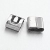 Tarnish Resistant Letter Style 201 Stainless Steel Square Slide Charms STAS-L132-09-1