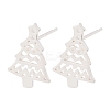 925 Sterling Silver Hollow Christmas Tree Stud Earrings EJEW-F397-01S-2