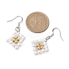 Rhombus Shell Pearl & Brass Dangle Earrings EJEW-JE05775-3