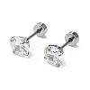 304 Stainless Steel Crystal Rhinestone Ear False Plugs STAS-C089-04D-P-1