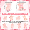 24Pcs 8 Styles Resin Pig Figurines Ornaments DJEW-GA0001-55-2