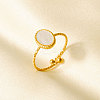 304 Stainless Steel with Natural Shell Open Cuff Rings for Women GL4110-3-1