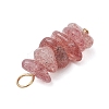 10Pcs 5 Colors 12 Constellation Natural Aquamarine & Citrine & Rose Quartz & Strawberry Quartz & Black Tourmaline Pendants PALLOY-JF02839-01-5