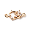 Brass Pave Clear Cubic Zirconia Flower Ring Links Connector Charms KK-C062-044G-01-1