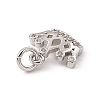 Brass Micro Pave Clear Cubic Zirconia Crown Charms ZIRC-F132-64P-3