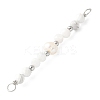 Faceted Round Natural Howlite & Rainbow Moonstone & Potato Natural Cultured Freshwater Pearl Beaded Connector Charms PALLOY-JF03532-04-3