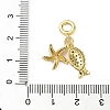 Brass Pave Clear Cubic Zirconia Sea Animals European Dangle Charms KK-I371-39G-02-3