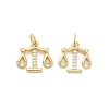 Balance Rack Plating Brass Micro Pave Cubic Zirconia Charms KK-G512-23G-1