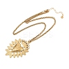 304 Stainless Steel Crystal Rhinestone Heart Pendant Wheat Chain Necklaces NJEW-P344-01G-4