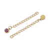 Ion Plating(IP) 316 Surgical Stainless Steel Curb Chain Extender with Natural Amethyst Round Charm STAS-A097-01G-16-2