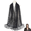 Polyester Lace Tassels Gauze Scarf for Women AJEW-WH20077-040B-1