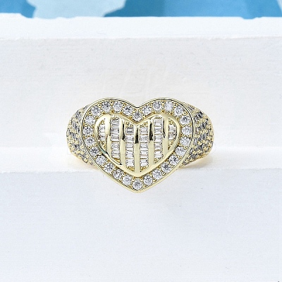 Brass Micro Pave Clear Cubic Zirconia Cuff Rings for Women RJEW-G347-01G-1