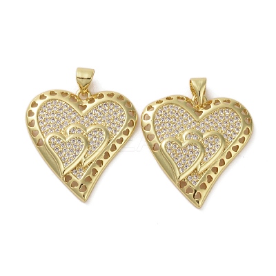 Brass Micro Pave Clear Cubic Zirconia Pendants KK-H466-08G-01-1