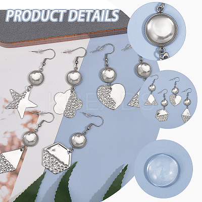 16 Pairs 8 Styles Blank Glass Dome Dangle Earrings EJEW-AB00007-1