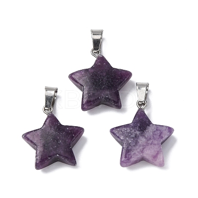 Natural Lepidolite Pendants G-B127-12P-07-A-1