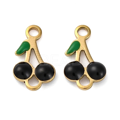 Ion Plating(IP) 304 Stainless Steel Enamel Fruit Connector Charms STAS-P373-01G-02-1