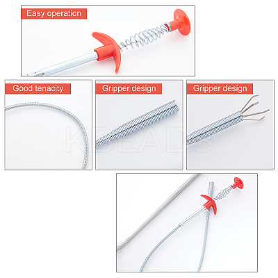 Stainless Steel Drain Clog Remover Tool TOOL-WH0129-92-1