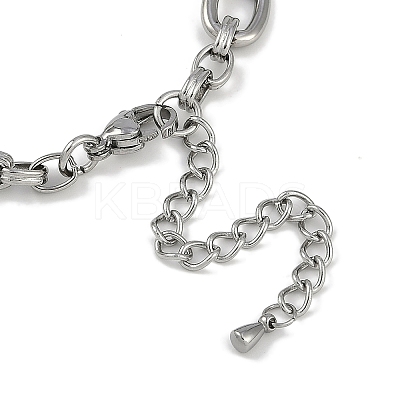 Anti-Tarnish 304 Stainless Steel Oval Link Chain Anklets AJEW-A057-05P-1