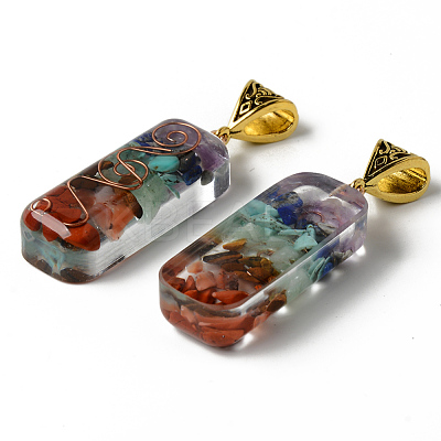 Rectangle Epoxy Resin Big Pendants G-R478-20-1