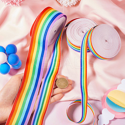 30M 3 Colors Rainbow Color Polyester Stripe Ribbons OCOR-TA0001-77-1