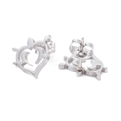 Non-Tarnish Heart 304 Stainless Steel Stud Earrings for Women LS-EJEW-Z017-05P-1