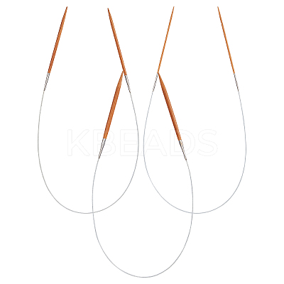 3 Pcs 3 Style Stainless Steel Wire Bamboo Circular Knitting Needles TOOL-CA0001-08-1