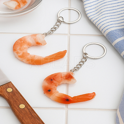 2Pcs 2 Colors PVC Shrimp Keychain KEYC-LP0001-67-1