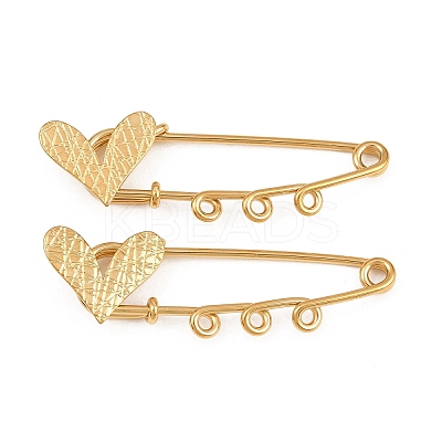Crisscross Heart 304 Stainless Steel Safety Pins Brooch Findings SA-CBA098D-15E-G03-1