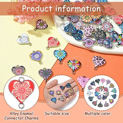 42Pcs 21 Styles Alloy Enamel Connector Charms ENAM-CJ0004-42-1