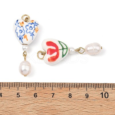 Handmade Porcelain & 304 Stainless Steel Pendants PALLOY-JF05559-1