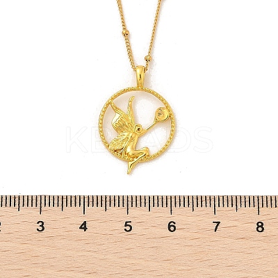 Brass & Acrylic Greek goddess Flat Round Pendant Necklaces NJEW-R018-01G-1