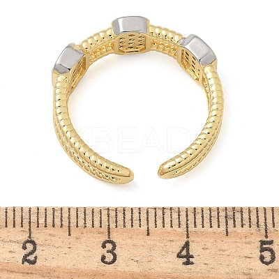 Brass Micro Pave Clear Cubic Zirconia Cuff Finger Rings for Women RJEW-B112-09GP-1