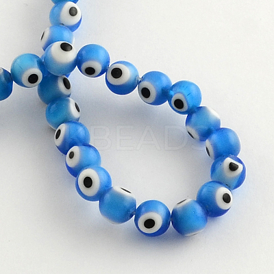 Round Handmade Evil Eye Lampwork Beads LAMP-R114-6mm-03-1
