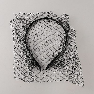 Bridal Rhinestone Mesh Veil Cloth Hair Bands DIY-WH0430-744B-1