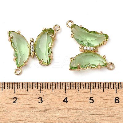Brass Pave Faceted Glass Connector Charms FIND-Z020-04H-1