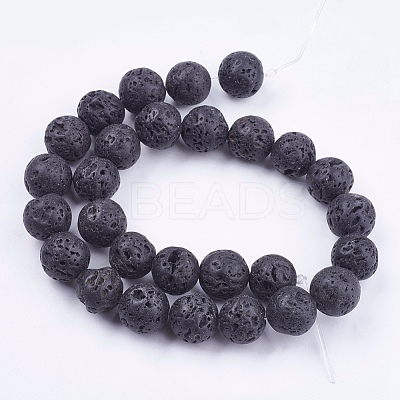 Natural Lava Rock Bead Strands G-R193-18-14mm-1