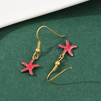 Ocean Series 304 Stainless Steel Enamel Dangle Earrings EJEW-K017-01C-G-1