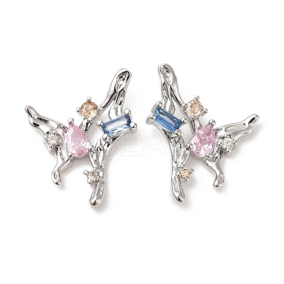 Colorful Cubic Zirconia Butterfly Stud Earrings EJEW-H092-04P-1