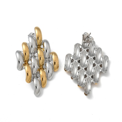 304 Stainless Steel Two Tone Stud Earrings for Women LS-STAS-Z117-03GP-1