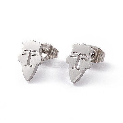 Non-Tarnish 304 Stainless Steel Tiny Hollow Out Clown Face Stud Earrings for Women LS-STAS-A065-03P-1