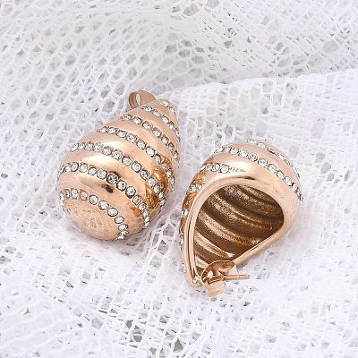304 Stainless Steel Teardrop Stud Earrings EJEW-B108-06RG-1