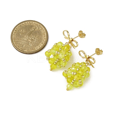 Christmas Bell Brass Dangle Stud Earrings EJEW-MZ00495-03-1