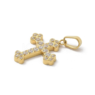 Ion Plating(IP) 304 Stainless Steel Micro Pave Cubic Zirconia Pendants STAS-Z107-08G-11-1