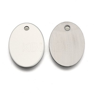 Tarnish Resistant 201 Stainless Steel Oval Stamping Blank Tag Pendants X-STAS-S031-04-1