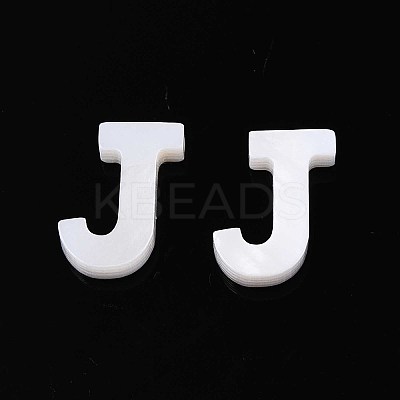Natural Freshwater Shell Letter Charms BSHE-ZX007-02J-1