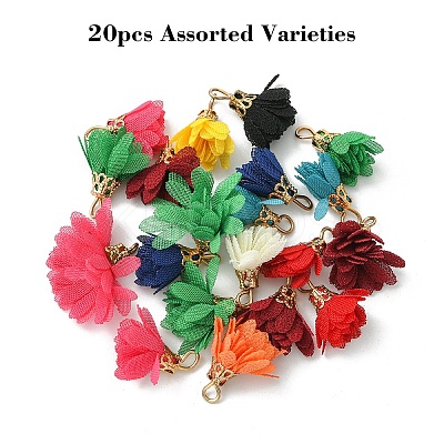 20Pcs Cloth Flower Pendants Decoration IFIN-YW0003-90-1