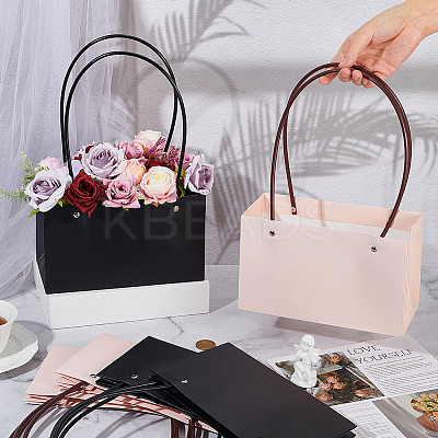 12Pcs 2 Colors Kraft Paper Bouquet Storage Tote Bags ABAG-BC0001-67-1