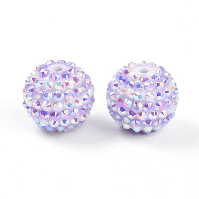 Stripe Pattern Resin AB Rhinestone Round Beads RESI-S313-18x20-16-1