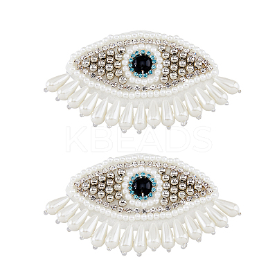 Glass Beaded Sew on Tassel Patches PATC-WH0010-26-1