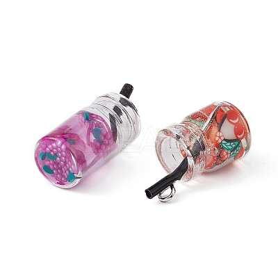 12Pcs 2 Styles Resin Glass Bottle Pendants CRES-YW0001-14-1